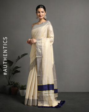 Handwoven Tissue Saree Fancy Pallu with Tussel - Suju Sarees