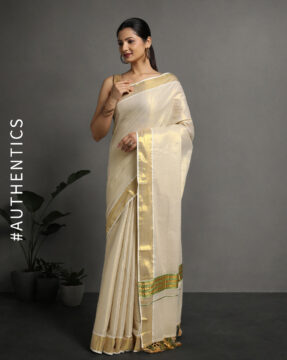 Tissue Saree With Contrast Fancy Pallu and Tussels - Suju Sarees